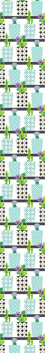 patterned-wallpaper-cactus-pots-on-shelves
