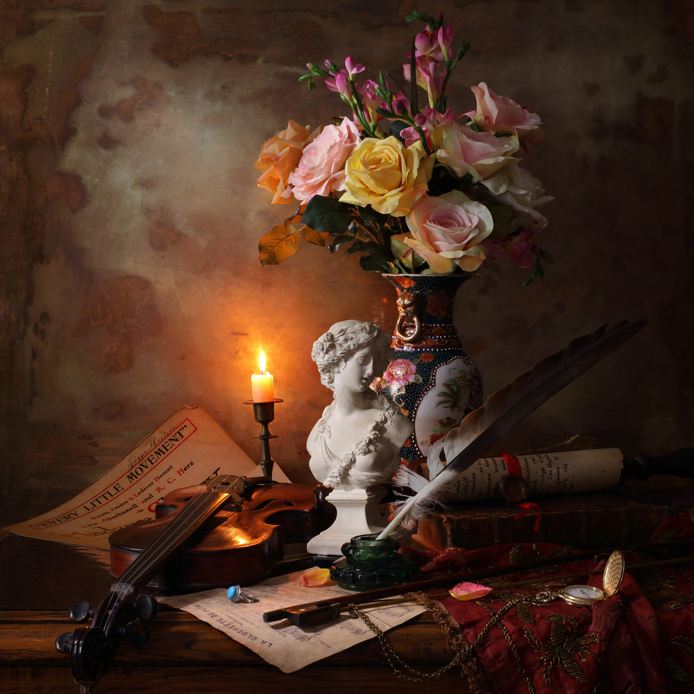 photo-wallpaper-still-life-with-bust-and-flowers