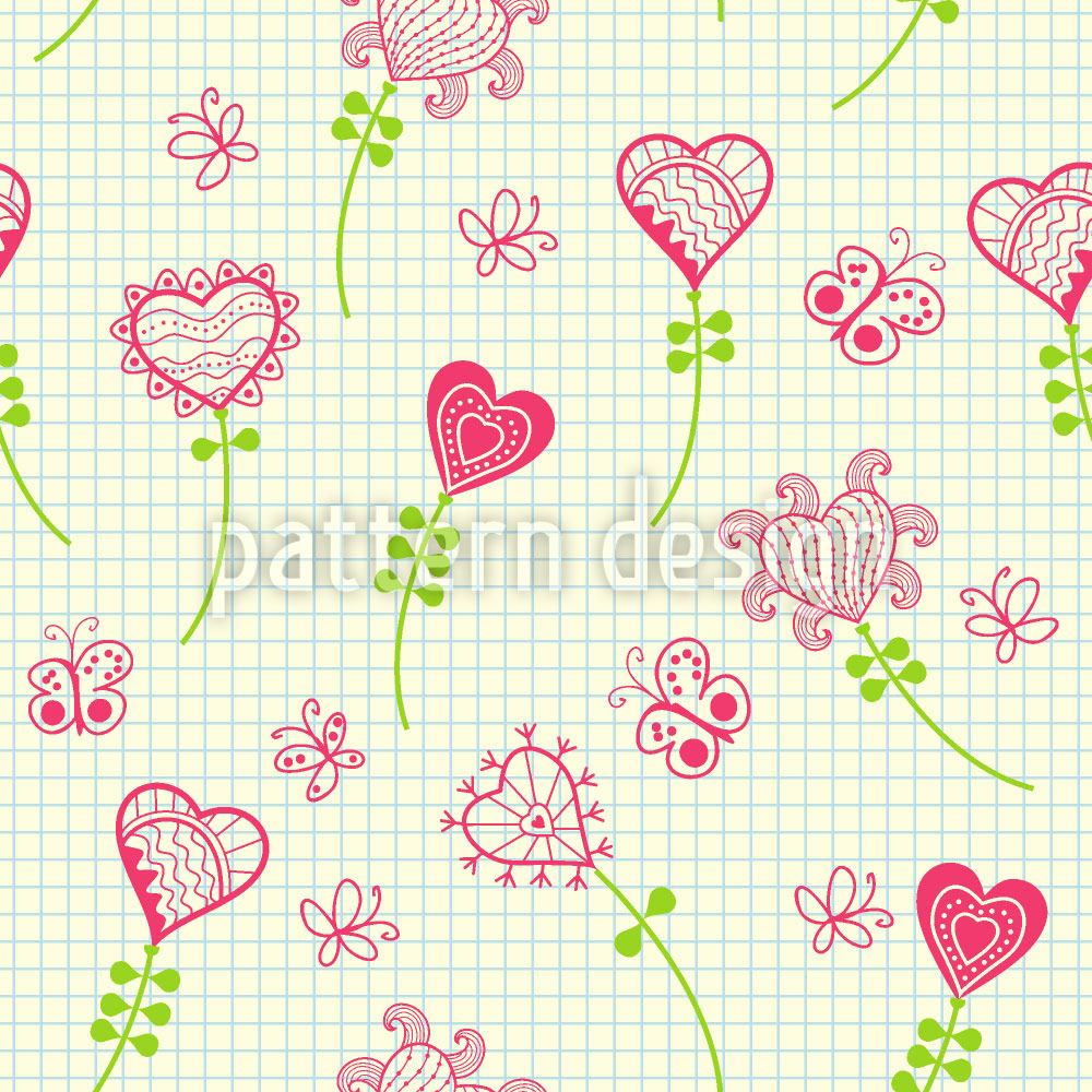 patterned-wallpaper-heart-flowers-in-the-mathematics-book