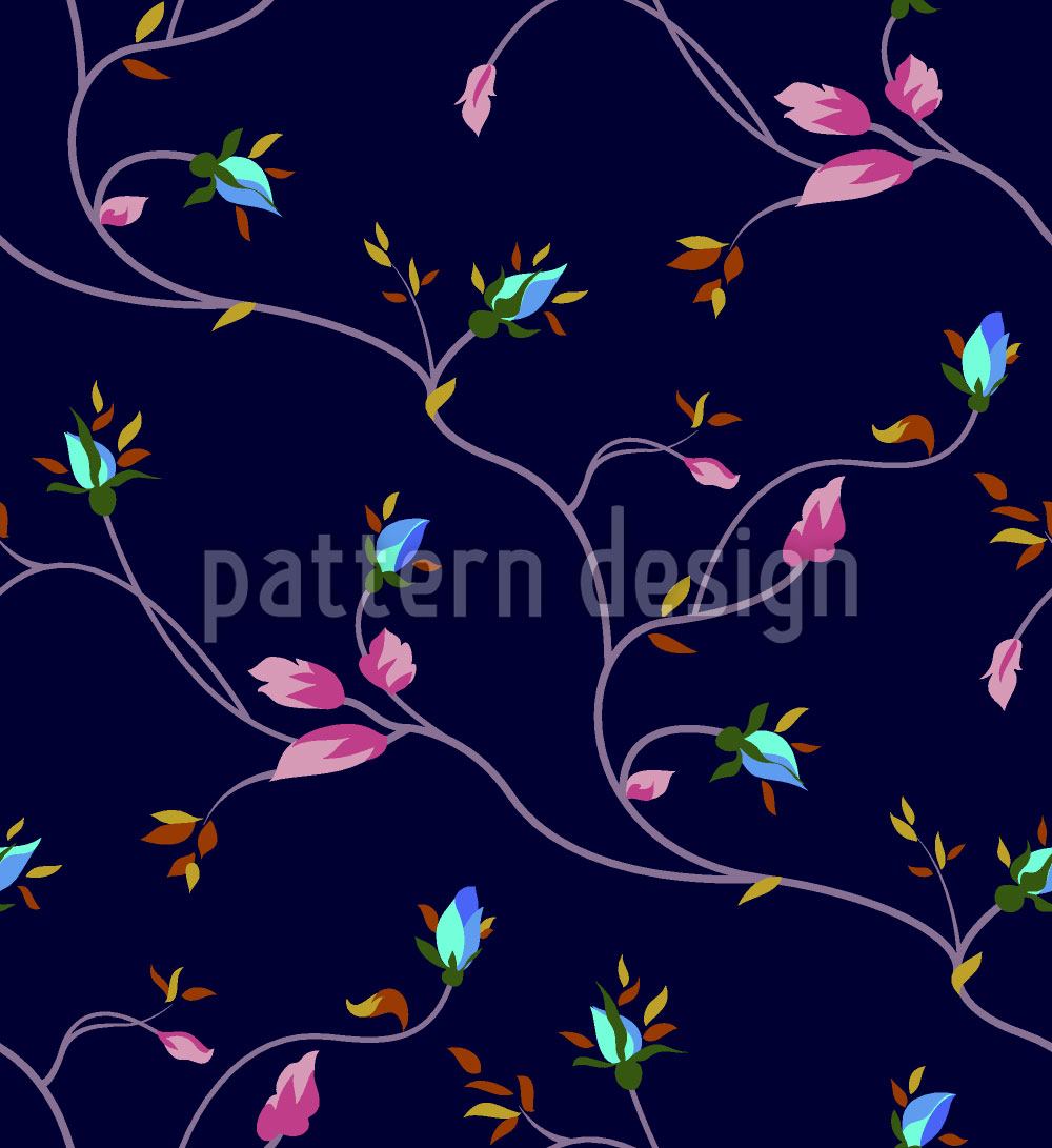 patterned-wallpaper-rose-tendrils-night