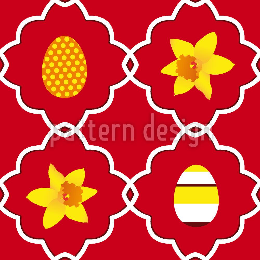 patterned-wallpaper-easter-daffodils-red