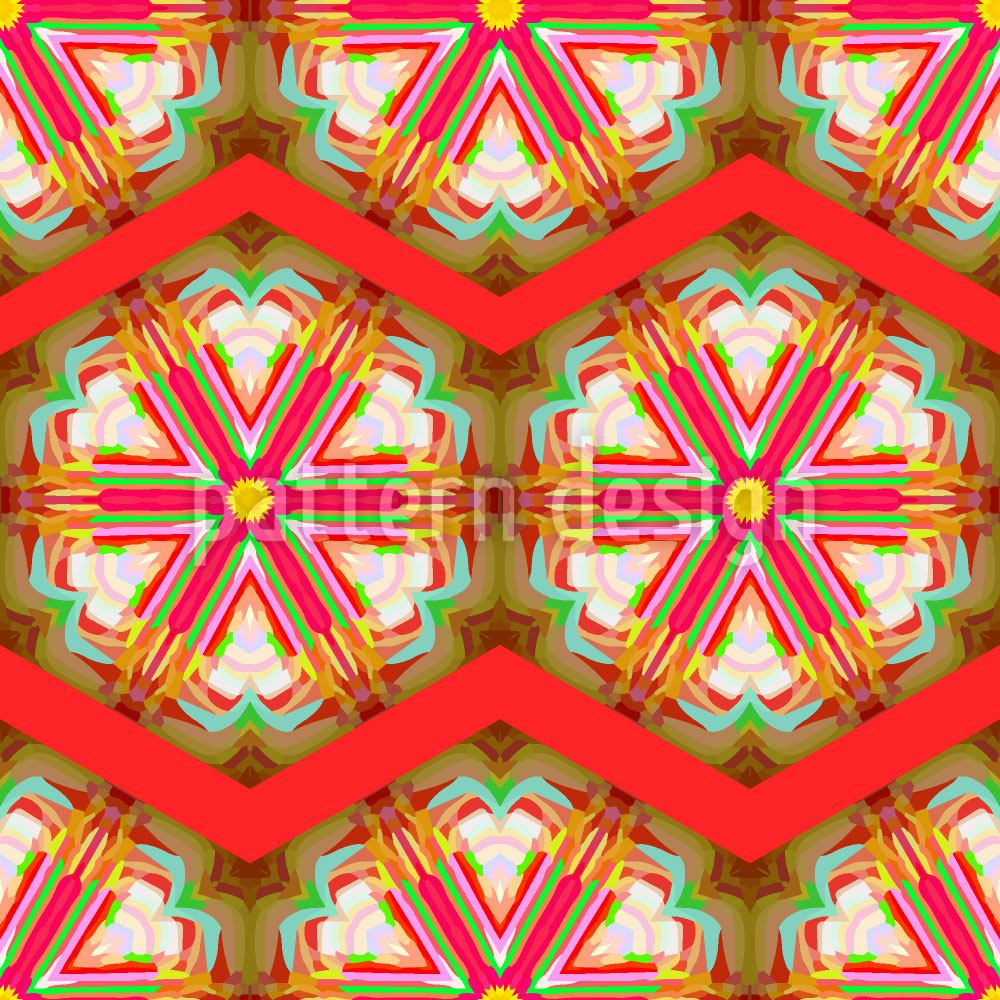 patterned-wallpaper-kaleidoscope-zig-zag-red