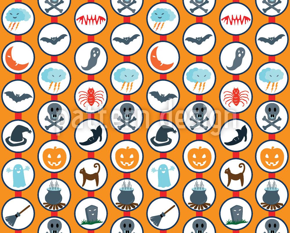 patterned-wallpaper-scary-parade-orange