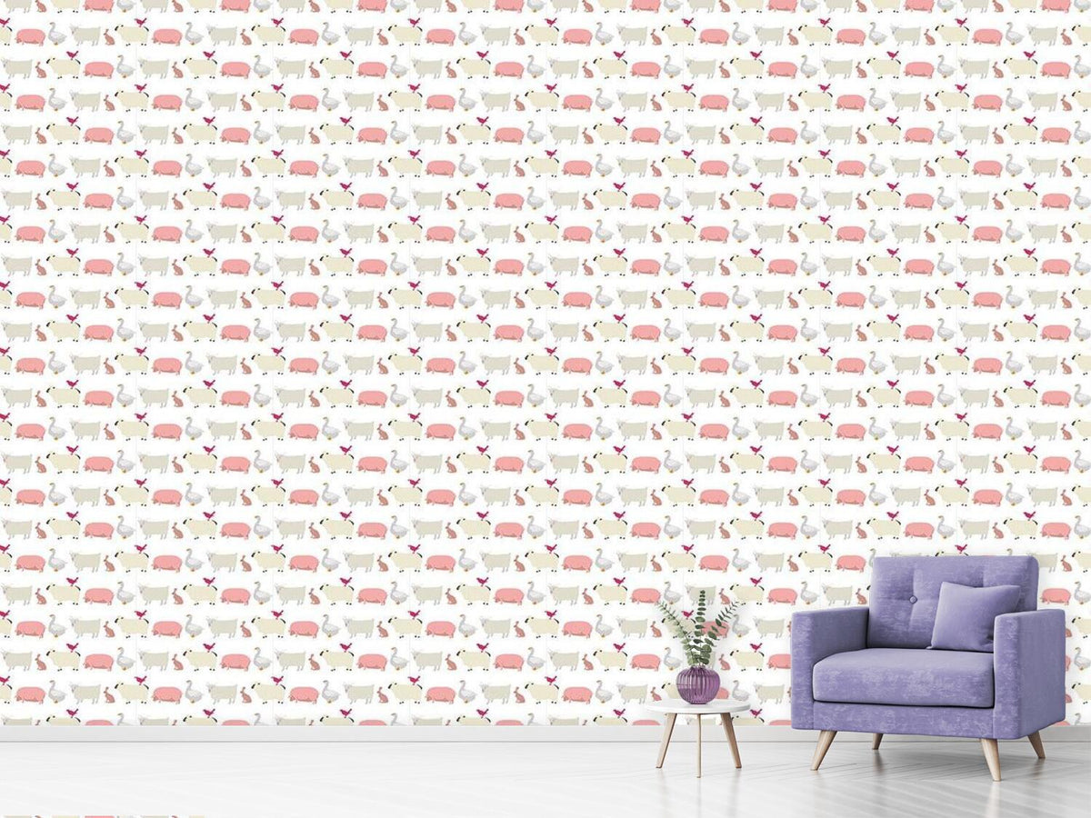 patterned-wallpaper-animals-in-single-file