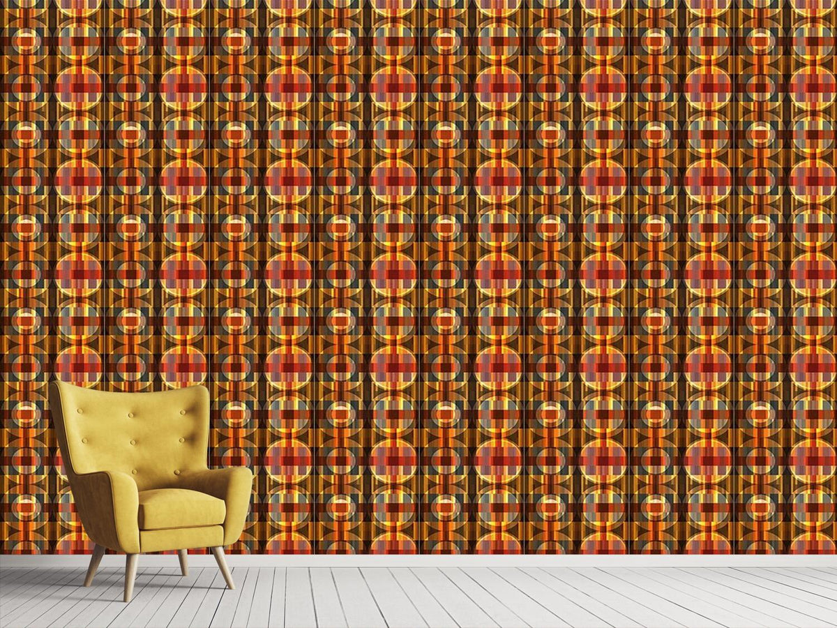 patterned-wallpaper-circles-on-the-parquet-floor