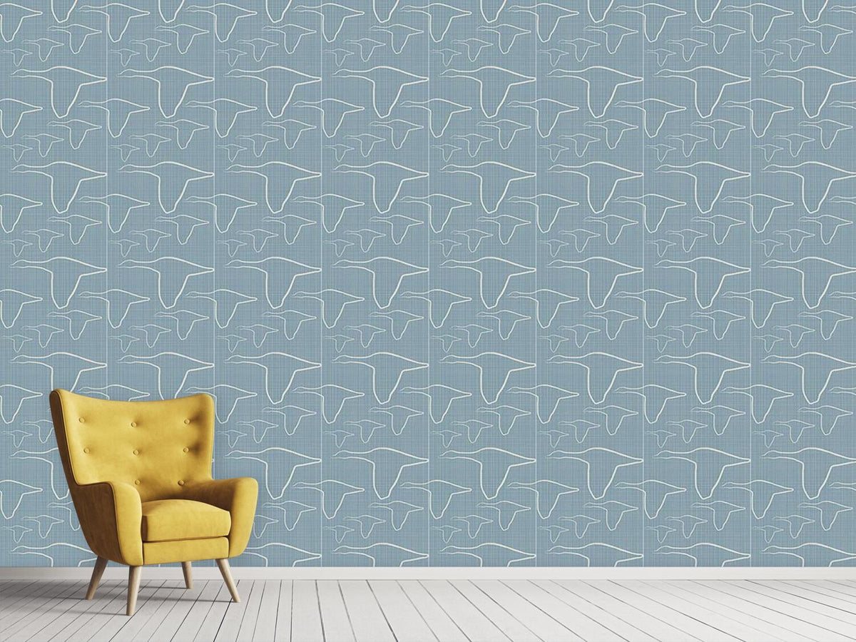 patterned-wallpaper-the-geese-fly-on-denim