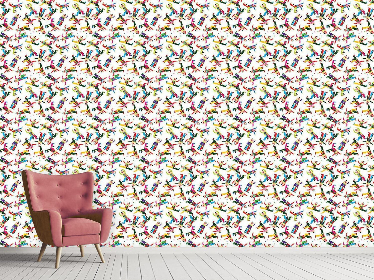 patterned-wallpaper-circus-clowns