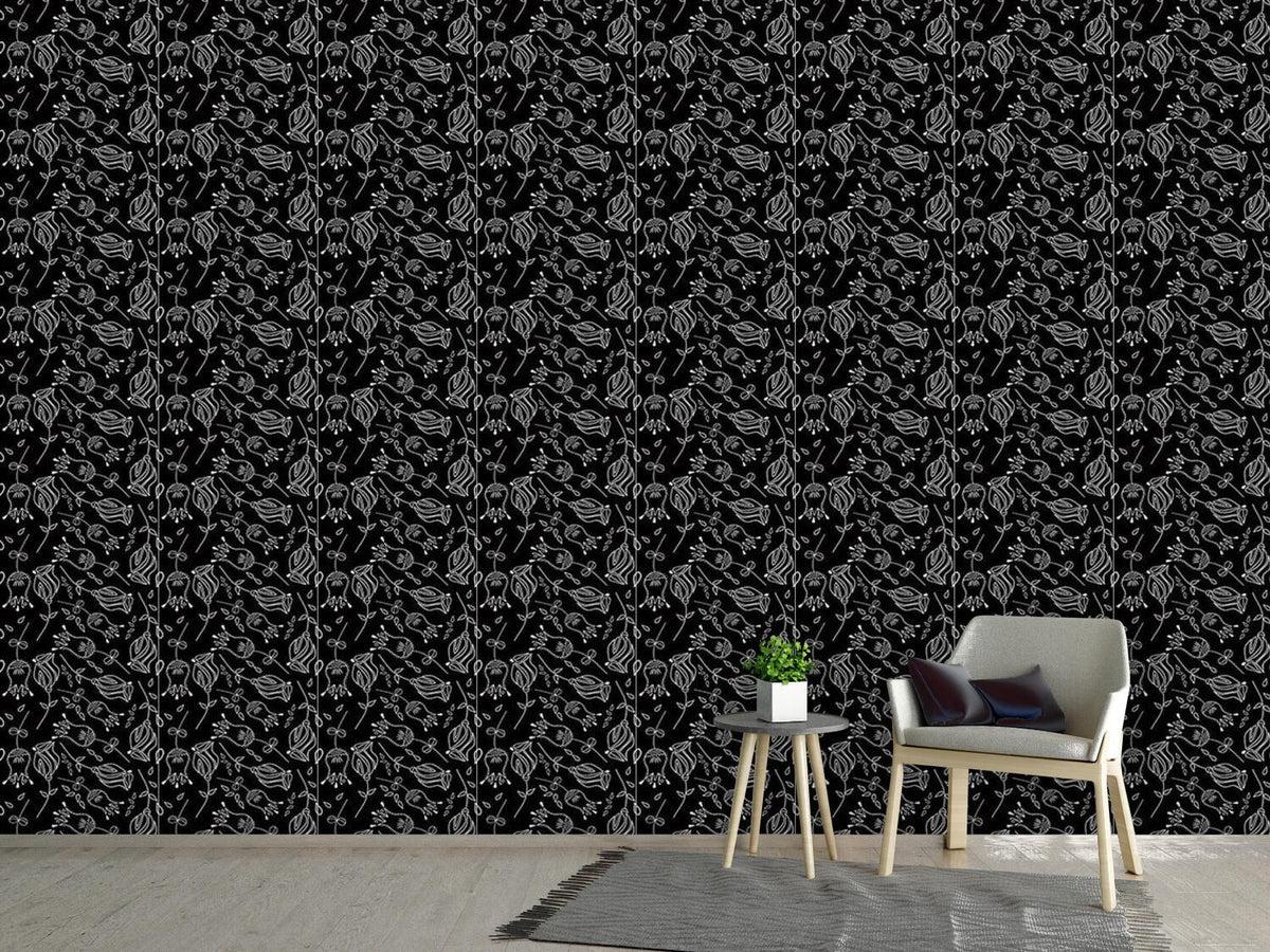 patterned-wallpaper-bella-flora-nero