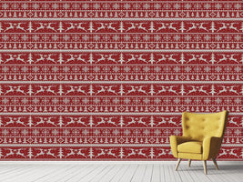 patterned-wallpaper-knitted-deer-crossing