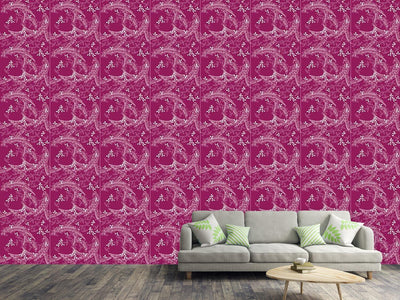 patterned-wallpaper-bushclover-magenta