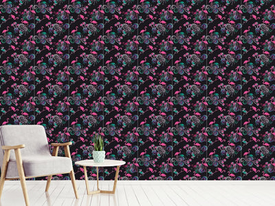 patterned-wallpaper-miami-nights-flamingo