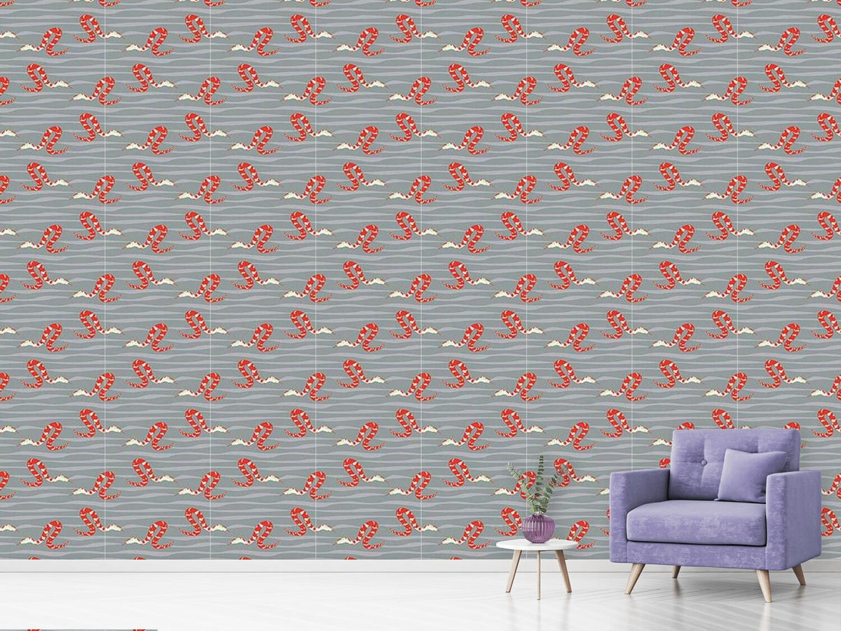 patterned-wallpaper-water-snakes-red