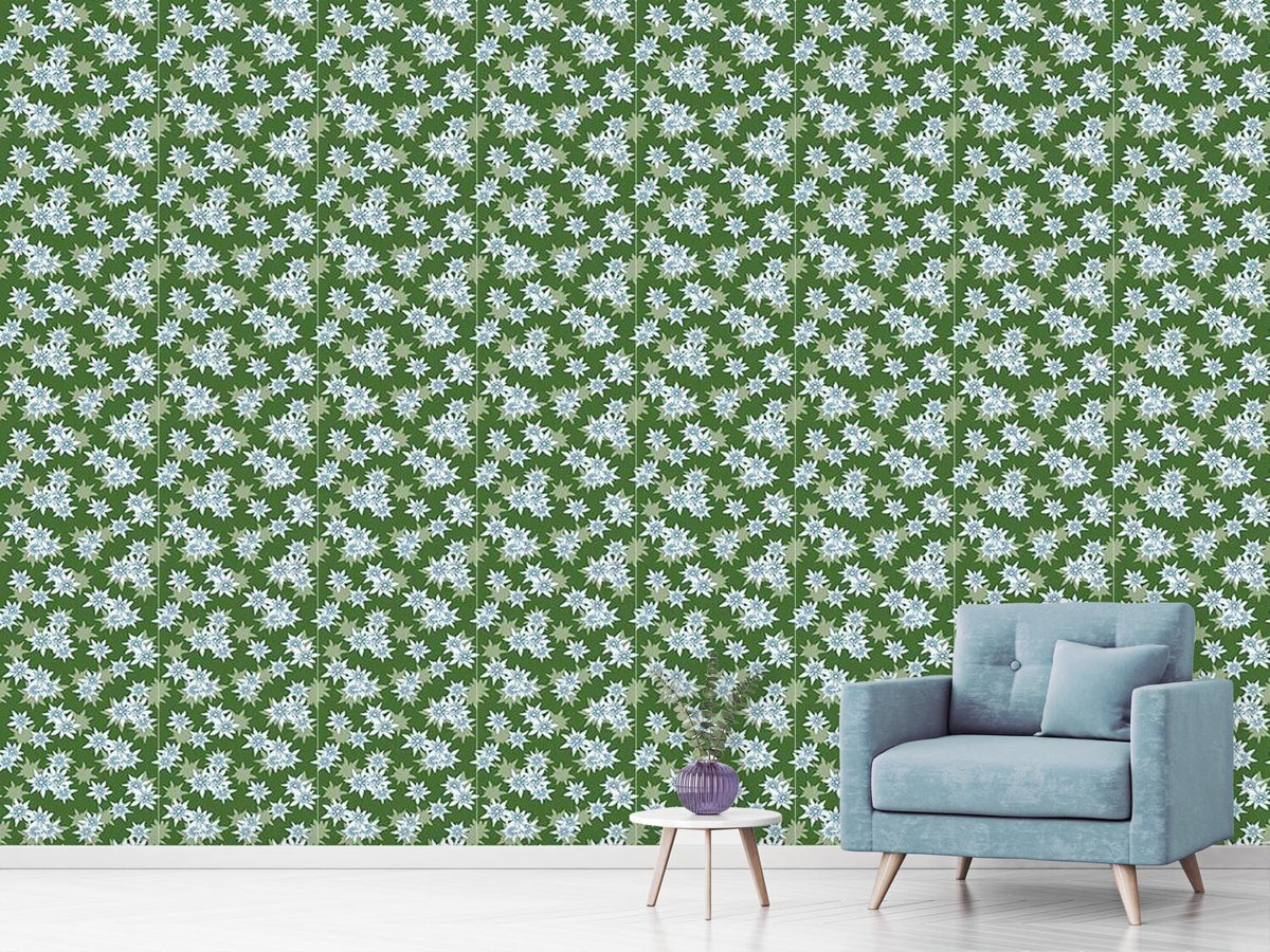 patterned-wallpaper-edelweiss-green