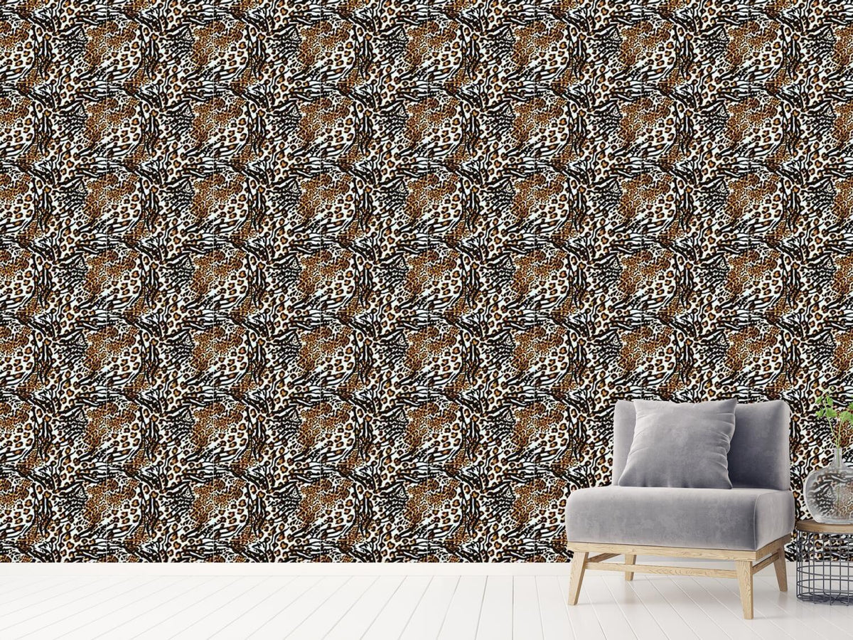 patterned-wallpaper-leopard-hunts-zebra