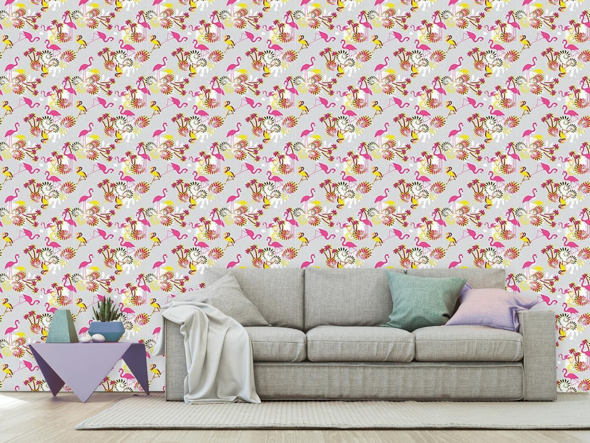 patterned-wallpaper-miami-pink-flamingo