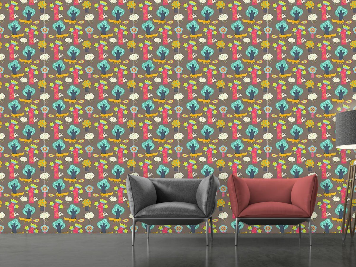 patterned-wallpaper-the-fox-lures-the-bunnies