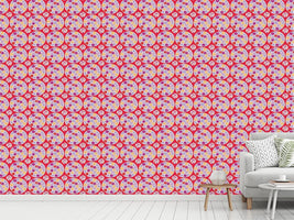 patterned-wallpaper-flower-bouquet-red