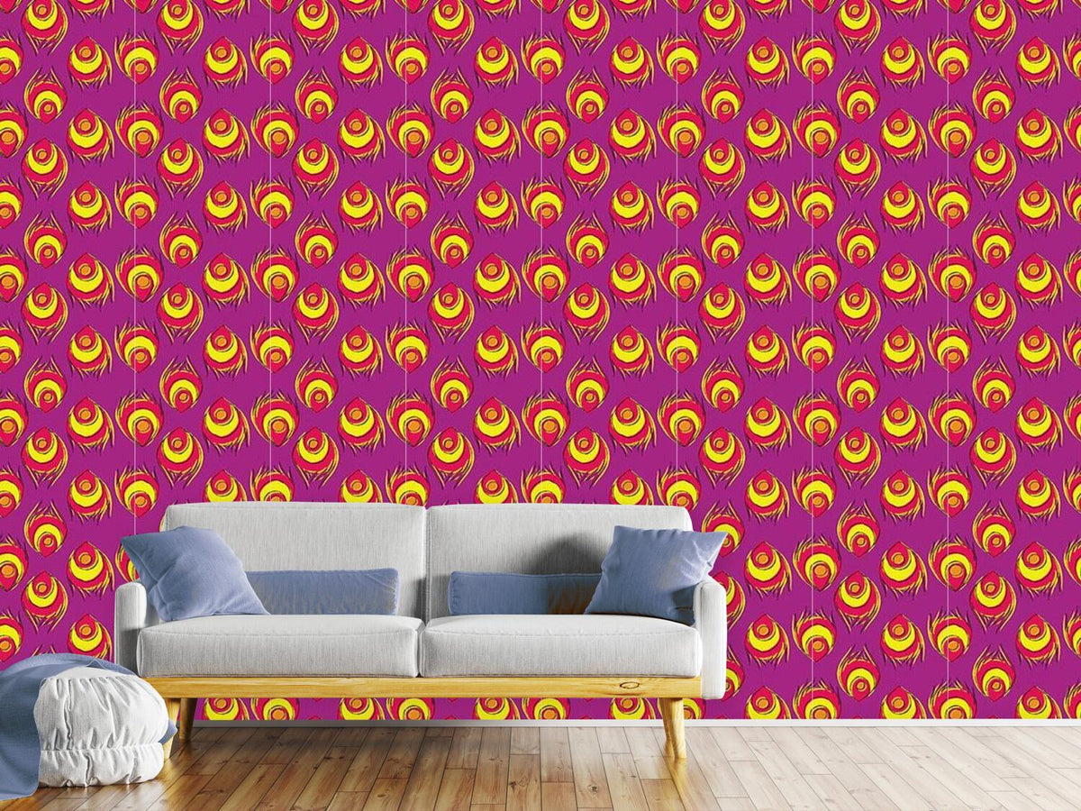 patterned-wallpaper-fiery-peacock-feathers