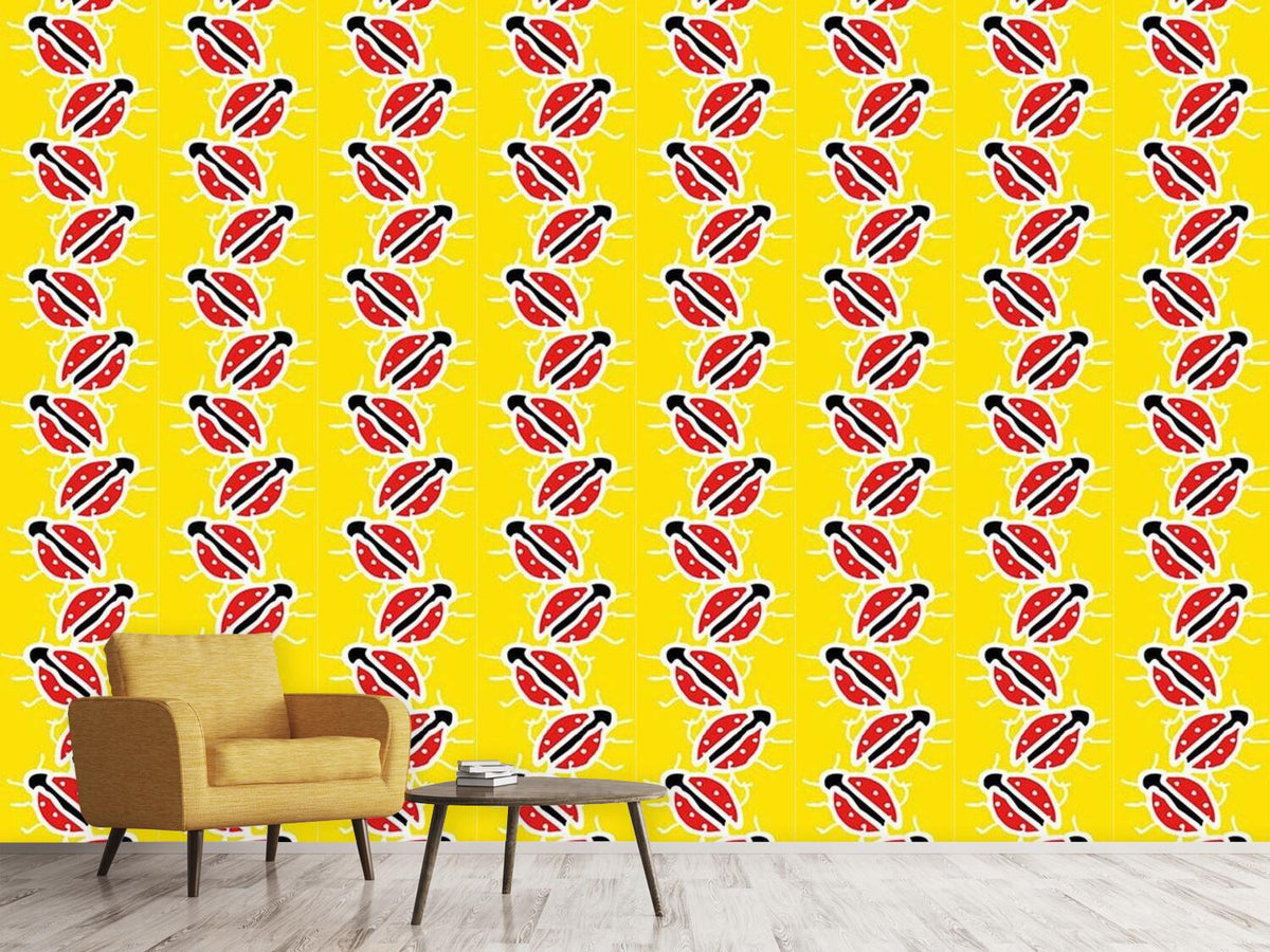 patterned-wallpaper-climbing-ladybugs