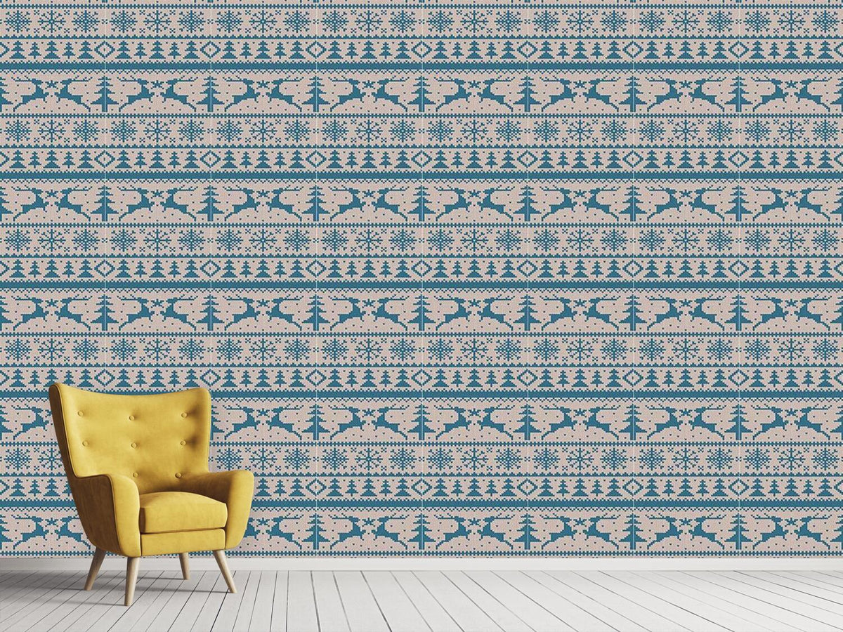 patterned-wallpaper-knitted-deer-crossing-blue