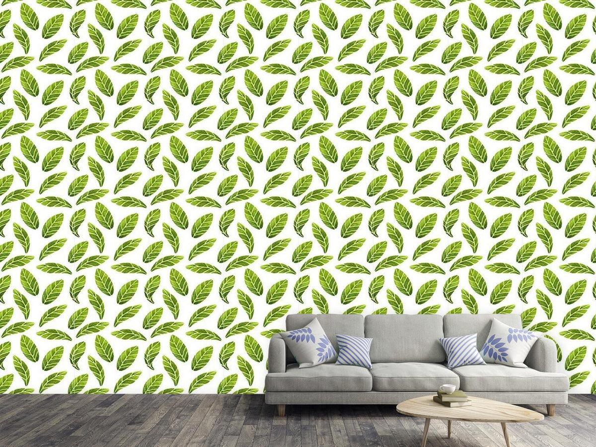 patterned-wallpaper-watercolor-leaves