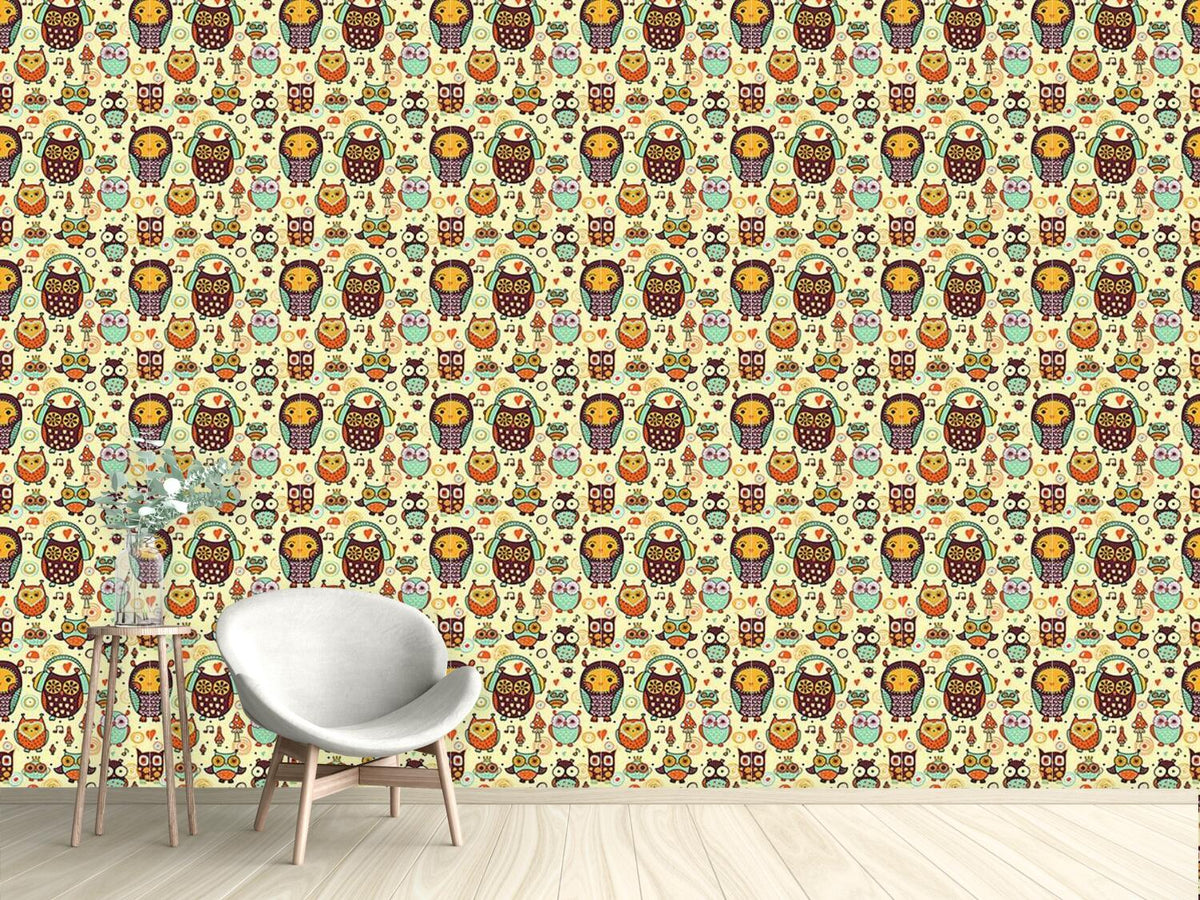 patterned-wallpaper-owl-love-music-very-much