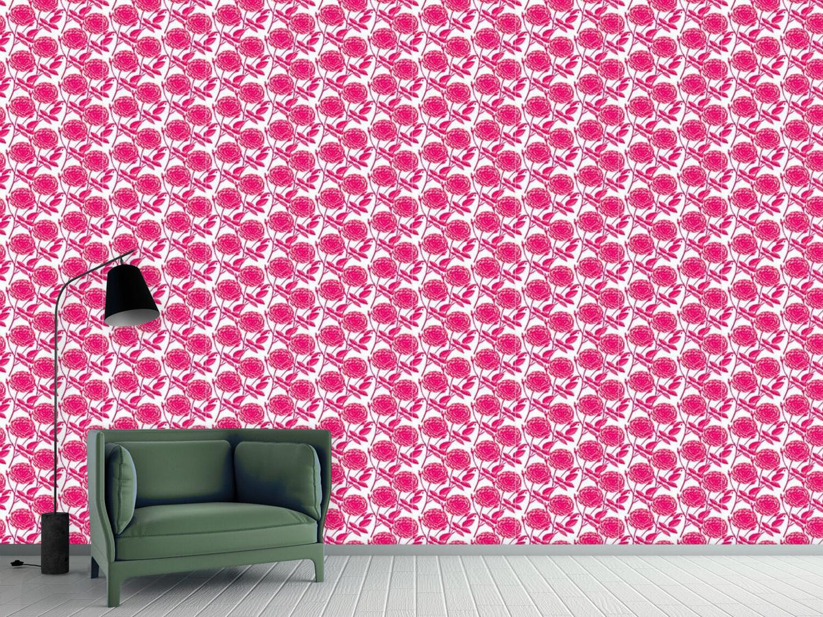 patterned-wallpaper-roses-in-full-bloom