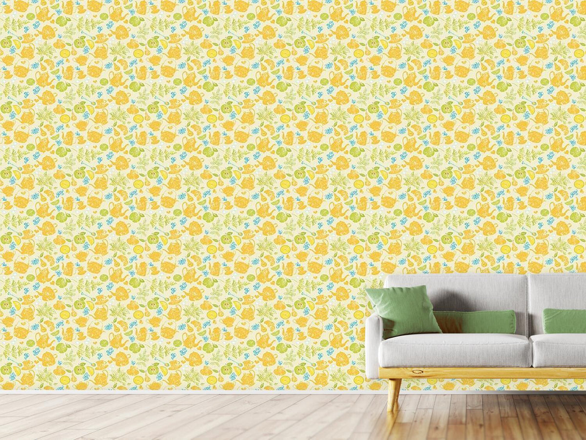 patterned-wallpaper-tea-time-in-the-garden